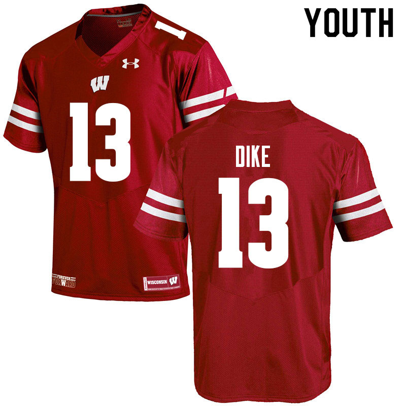 Youth #13 Chimere Dike Wisconsin Badgers College Football Jerseys Sale-Red - Click Image to Close